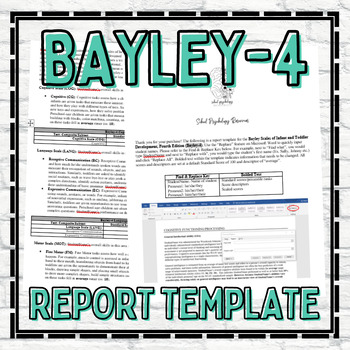 Preview of Bayley Report Template School Psychology Special Education Assessmen