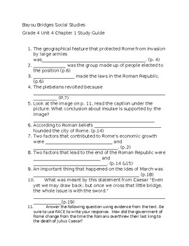 Preview of Bayou Bridges Unit 4 Chapter 1 Study Guide