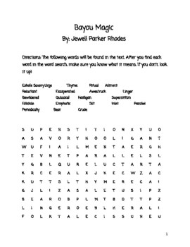 Preview of Bayou Magic by Jewell Parker Rhodes Comprehension Packet + Answer Key