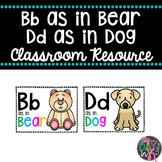 Bb as in Bear/Dd as in Dog Classroom Posters