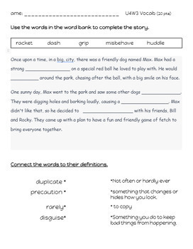 Be A Reader -Collaborative Classroom Vocab Assessment Unit 4 Week 3