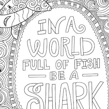 Be A Shark, Fish Coloring page Printable, No Prep Classroom Activity