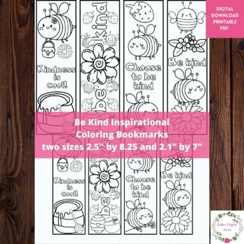 Preview of Be Kind Coloring Bookmarks Cute Bees, Kindness Craft Activity Anti Bullying