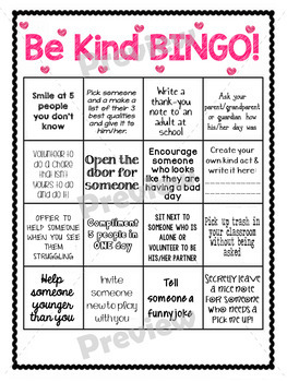 Preview of Be Kind Bingo Boards - Random Acts of Kindness (RAK) Week