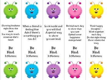 kindness be kind bookmarks character education sel tpt