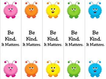 kindness be kind bookmarks character education sel tpt