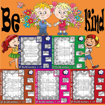 Preview of Be Kind Collaborative Poster - Kindness - Fun Classroom Kindness Day Bundle
