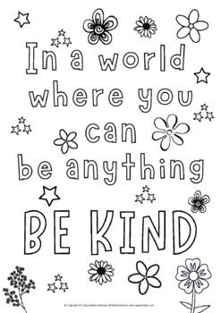 Be Kind Colouring Sheet by Mac and Marley Wellness | TPT