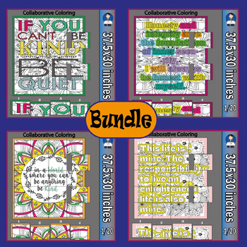 Preview of Be Kind Mental Health Autism Awareness Collaborative Color Poster Bundle