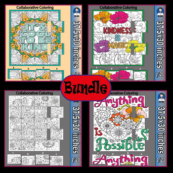 Preview of Be Kind Mental Health Autism Awareness Collaborative Color Poster Bundle