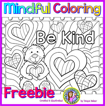 Preview of Be Kind - Mindful Coloring Freebie
