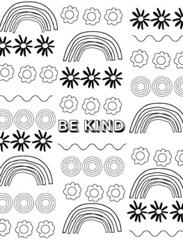 Be Kind Allover Pattern Poster, Printable, Coloring Sheet by heart class