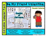 Be My Friend Valentine - Editable Resource Sampler Pack - 