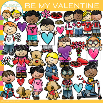 Preview of Be My Valentine Kids Clip Art