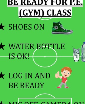 Preview of Be Ready for PE class!  Class reminders for slides