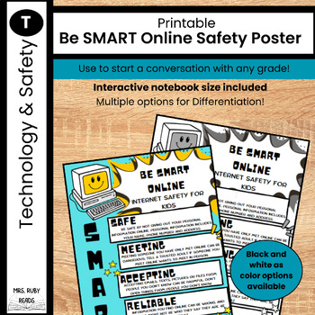 Preview of Be SMART Online Digital Safety Poster | FREE
