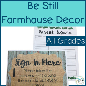 Preview of Christian Bulletin Board and More Be Still Bible Farmhouse Theme