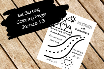 Preview of Be Strong - Joshua 1:9 - Bible Verse Coloring Page