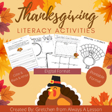 Be Thankful Thanksgiving Literacy Activities- Printable an