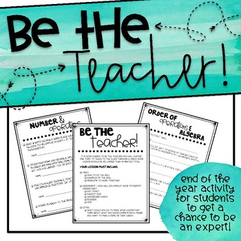 Preview of "Be The Teacher" Math Project - (5th Grade Math Standards)