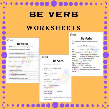 Preview of Be Verbs Printable Worksheets