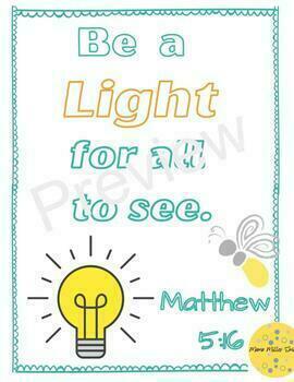 Preview of Be a Light for All to See Matthew 5:16 Poster Bible Verse Firefly and Light Bulb