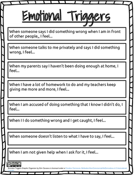 Preview of Emotional Triggers School Counseling Graphic Organizer