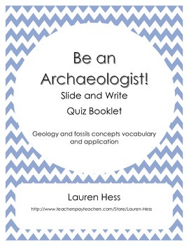 Preview of Be an Archaeologist Slide and Write Quiz Booklet- Geology&Archaeology Vocabulary