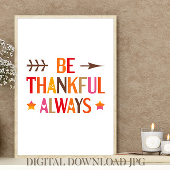 Preview of Be thankful always - Thanksgiving poster for bulletin board and classroom decor