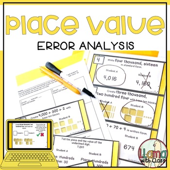 Preview of Place Value Error Analysis Task Cards and Google Slides™ - Critical Thinking