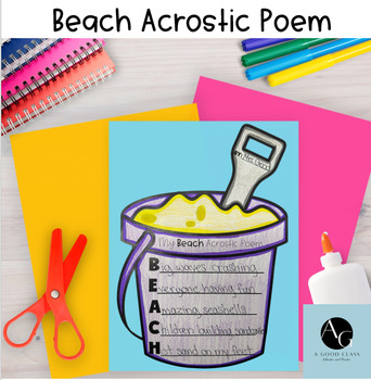 Preview of Beach Acrostic Poem- Summer Poetry/ Beach Day