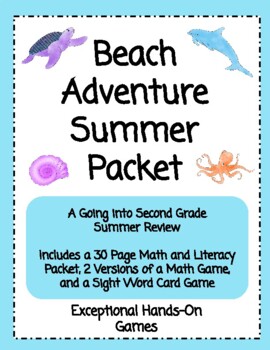Preview of Beach Adventure Summer Packet- Going into Second Grade