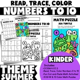Summer Themed Kindergarten Math: Trace and Match Numbers 0