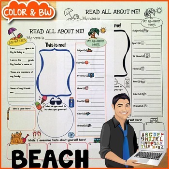Preview of Beach All About Me Worksheet {Dollar Deals Paper/Poster/Printable/Page}