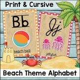 Beach Theme Classroom Decor Cursive and Print Alphabet Pos