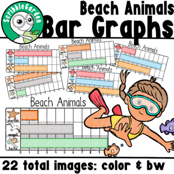 Preview of Beach Animals: Summer Bar Graphs