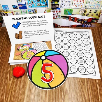 Beach Ball Number Dough Mats by Simply Kinder | Teachers Pay Teachers