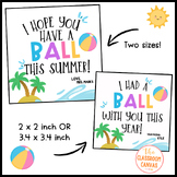 Beach Ball Summer Gift Tag, Student Gift Tag, End of Year 