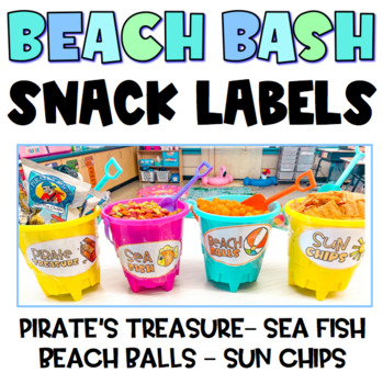 Beach Bash Party Snack Labels by An Apple for Eden