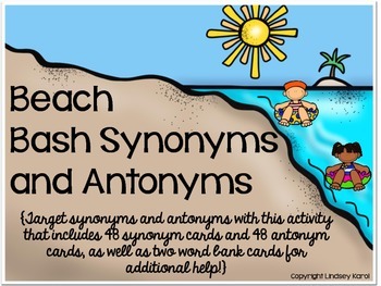 Beach Bash Synonyms And Antonyms By Lindsey Karol Tpt