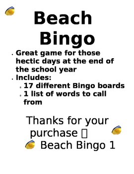 Preview of Beach Bingo