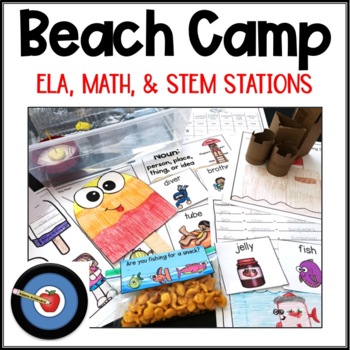 Preview of Beach Camp ELA, Math, STEM, and Reading Fun!