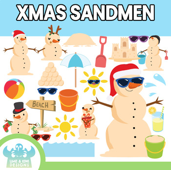 Preview of Beach Christmas Sandmen Clipart (Lime and Kiwi Designs)