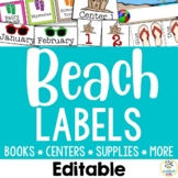 Beach Classroom Organization- Editable Supply Labels & Déc