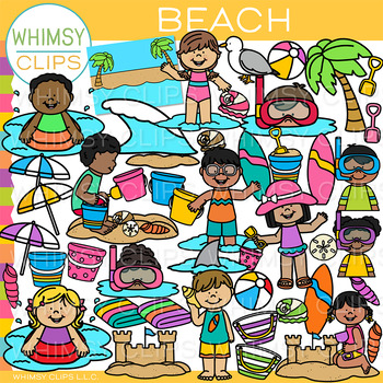Preview of Summer Kids Day at the Beach Clip Art
