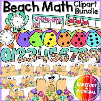 Preview of Beach Clipart Math Manipulatives Mini Bundle - Summer Clipart