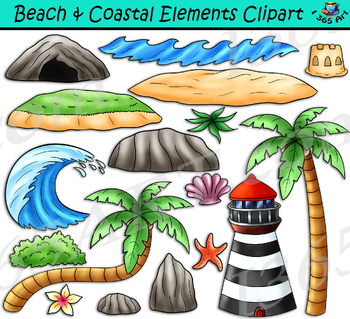 Preview of Beach Coastal Elements Clipart