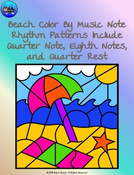 Preview of Beach Color By Music Note Rhythm - Quarter Note/Rest, Eighth Notes