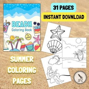 Beach Coloring Book | Printable Fun Summer Coloring Pages For Kids | PDF