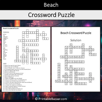 Beach Crossword Puzzle Worksheet Activity by Crossword Corner | TPT